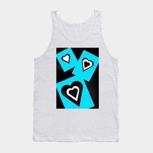 Hearts in Black Turquoise and White No Text Tank Top